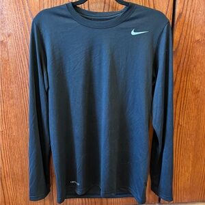 Nike DRI-FIT Men's Black Long Sleeve Tee with Gray Logo